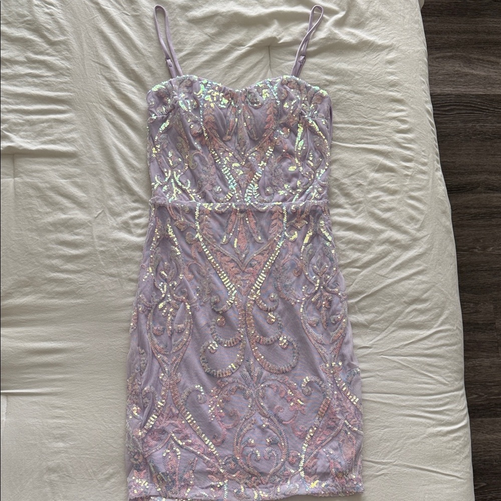 Windsor Iridescent Lavender Mini Dress